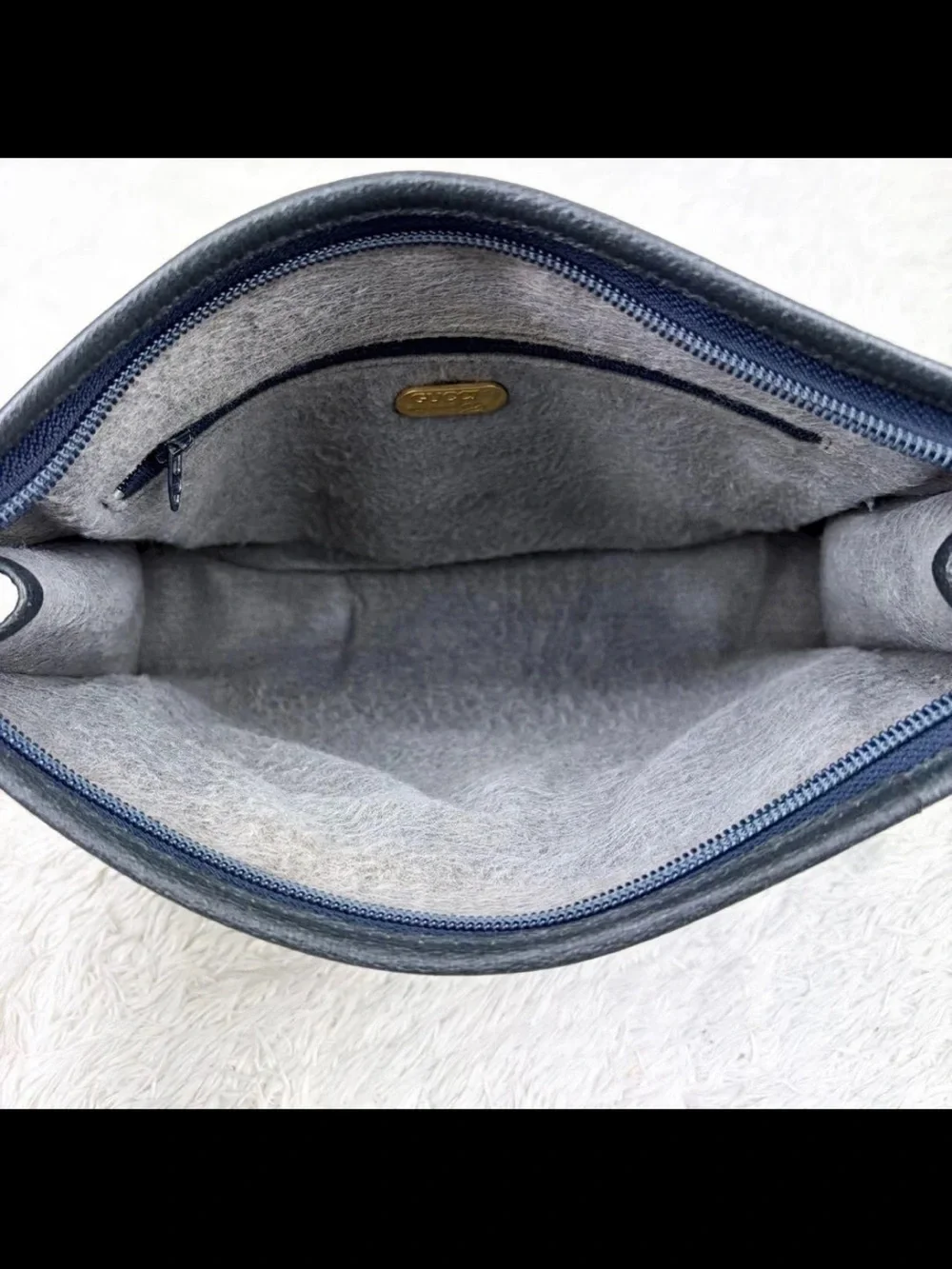 Gucci Blue and Beige Monogram Zip Clutch